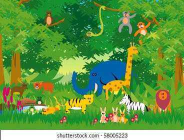 Jungle in Cartoon - Shutterstock ID 58005223