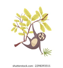 Jungle composition with view of exotic animal in natural habitat on blank background vector illustration