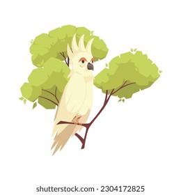Jungle composition with view of exotic animal in natural habitat on blank background vector illustration
