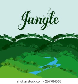 Jungle design over landscape background, vector illustration