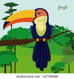 Jungle design over landscape background, vector illustration