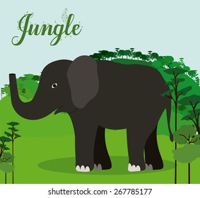 Jungle design over landscape background, vector illustration