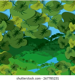 Jungle design over landscape background, vector illustration