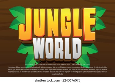 Jungle editable text effect with 3d style use for logo and business brand