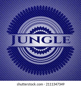 Jungle emblem with denim texture. Vector Illustration. Detailed. 