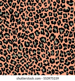 Motivo exótico del leopardo de safari en la jungla. Textura repitiendo sin fisuras color verde negro naranja.