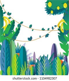 jungle, flat design, vertical banner, with space for text, vector illustration