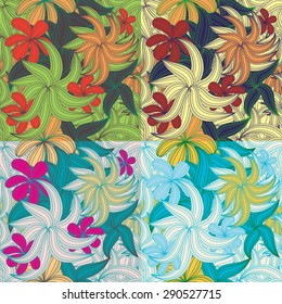 Jungle Flower Oriental Seamless Pattern Decorative Ornament Backdrop Pattern 