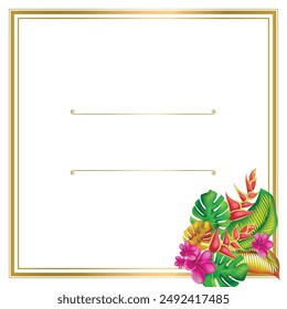 jungle flower,leaves  tropic set. isolated elements. Palm leaf, monstera, pink plumeria flower,hibiscus blossom, exotic tropical summer flowers and leaves.