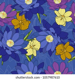 Jungle flowers seamless pattern
