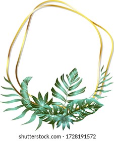 Jungle Foliage Design für Postcard, Label, Web Design oder Post in sozialen Netzwerken. Paradies Natur Element. Botanische Vektorgrafik isoliert auf weißem Hintergrund.