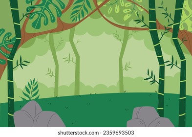 Jungle forest background tropical tree safari concept. Vector flat graphic design illustration
