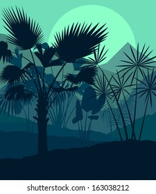 Jungle forest landscape vector background concept