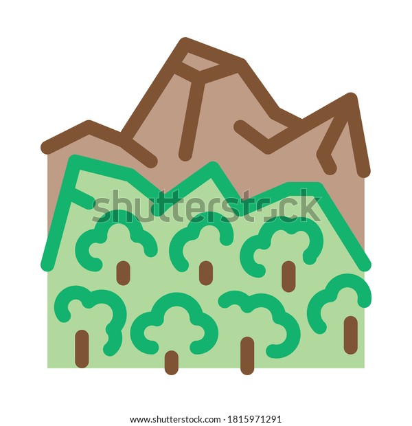 jungle forest and\
mountain icon vector. jungle forest and mountain sign. isolated\
contour symbol\
illustration