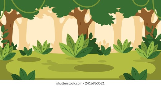 jungle forest nature landscape with green jungle foliage and exotic plants