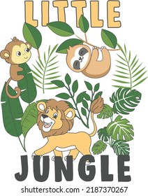 Jungle friends, Jungle Animals, Lion, Monkey, Sloth