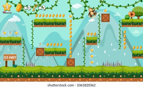 A Jungle Game Template With Monkey Illustration