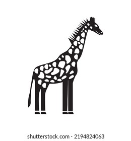 Jungle giant animal giraffe icon | Black Vector illustration |