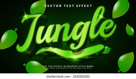 Jungle green 3d editable vector text effect with natural concept.