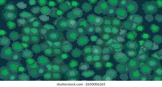 The Jungle in Green on Top View, Abstract Forest Scene Illustration.