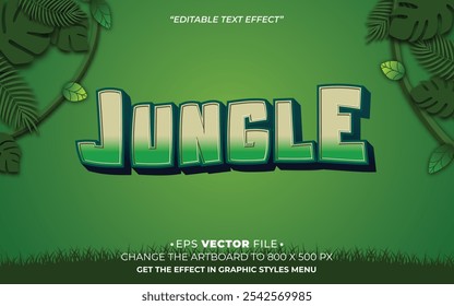 Jungle green text effect editable vector 3d