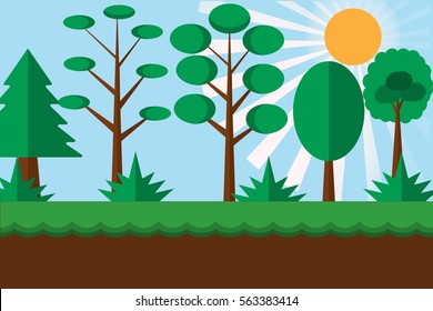 The jungle high noon landscape. vector and illustrator