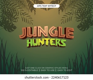 Jungle Hunters 3D editable text effect style, for Branding, Mockup, Social Media Banner, Cover, Book, Games, Title.