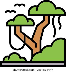 Jungle Icon Lineal Color Vector Illustration