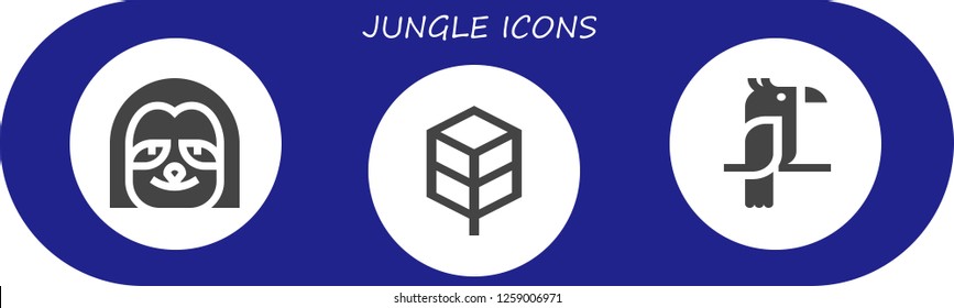  jungle icon set. 3 filled jungle icons. Simple modern icons about  - Sloth, Jungle disk, Parrot