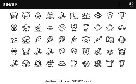 Jungle Icon Set Vector Illustration