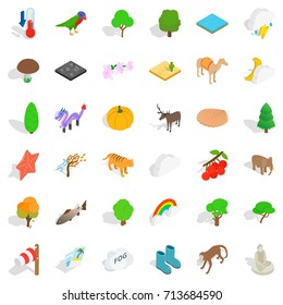 Jungle icons set. Isometric style of 36 jungle vector icons for web isolated on white background