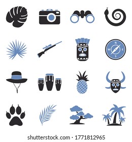 Jungle Icons. Two Tone Flat Design. Vector Illustration.