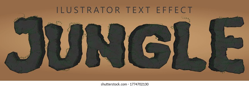 jungle ilustrator text effect with stone patern vector