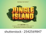 Jungle island text effect editable vector 3d
