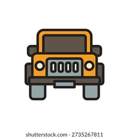 Jungle Jeep Icon Vector Illustration