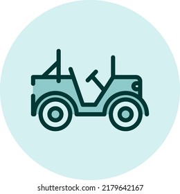 DschungelJeep, Illustration, Vektorgrafik auf weißem Hintergrund.