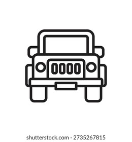 Jungle Jeep Outline Icon Vector Illustration