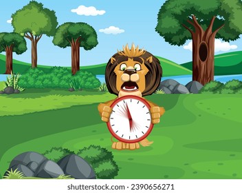 Jungle king lion cartoon vector design