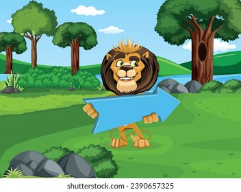Jungle king lion cartoon vector design