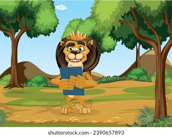 Jungle king lion cartoon vector design