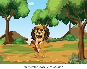Jungle king lion cartoon vector design