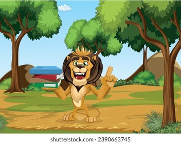 Jungle king lion cartoon vector design