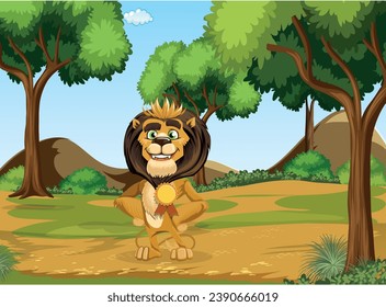 Jungle king lion cartoon vector design