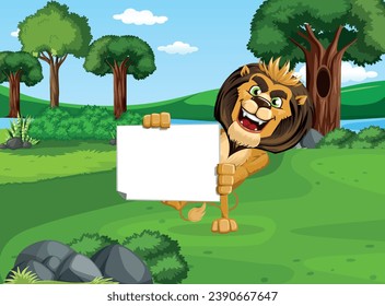 Jungle king lion cartoon vector design