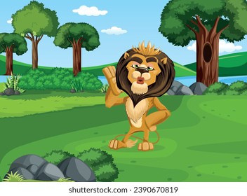 Jungle king lion cartoon vector design