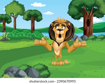 Jungle king lion cartoon vector design