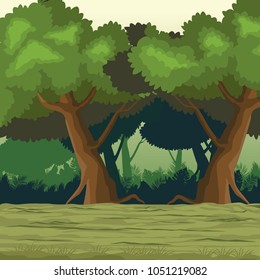 Jungle landscape cartoon