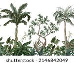Jungle landscape with palms. Interior print mural.