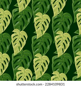 Jungle leaf seamless pattern. Exotic botanical texture. Floral background. Decorative tropical palm leaves wallpaper. Design for fabric, textile print, wrapping, cover. Vector illustration