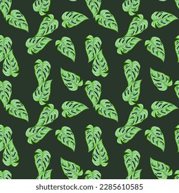 Jungle leaf seamless pattern. Exotic botanical texture. Floral background. Decorative tropical palm leaves wallpaper. Design for fabric, textile print, wrapping, cover. Vector illustration